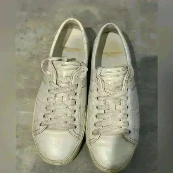 Saint Laurent White Leather Platform Sneakers - Picture 1 of 12